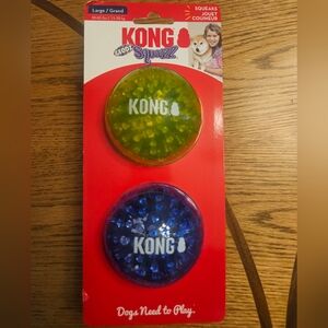NWT KONG Squeak Geopop Squeezz Dog Ball Duo - Green & Blue Large Squeak Balls